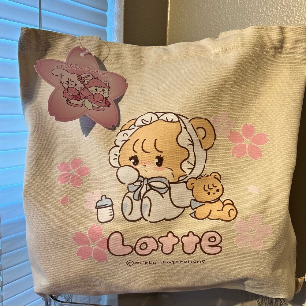 NWTS Mikko Latte Baby Sakura Cream Tote Bag Mikko Illustrations